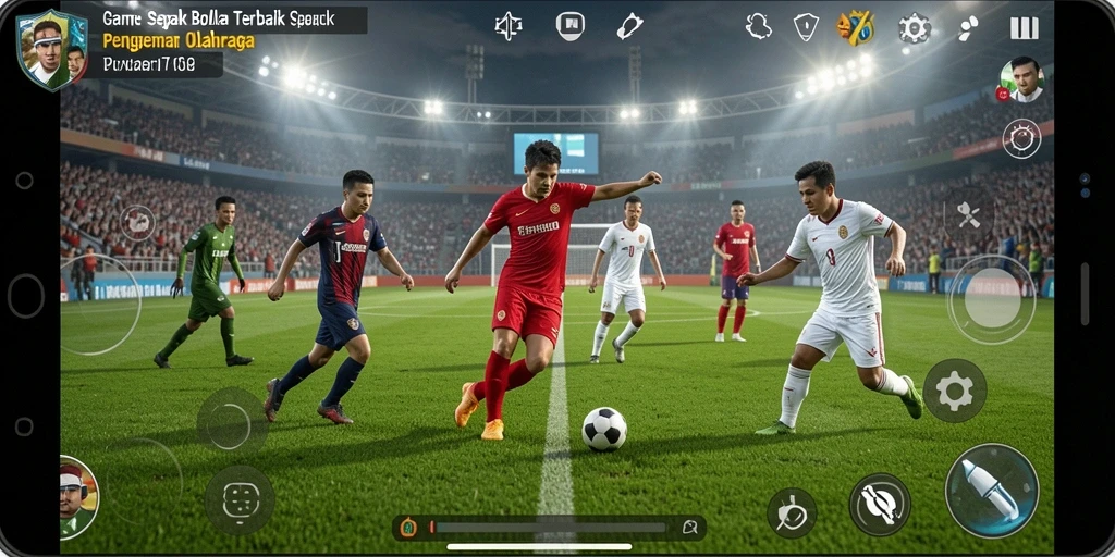 Tampilan gameplay menegangkan dalam 8364 saat pertandingan sepak bola.