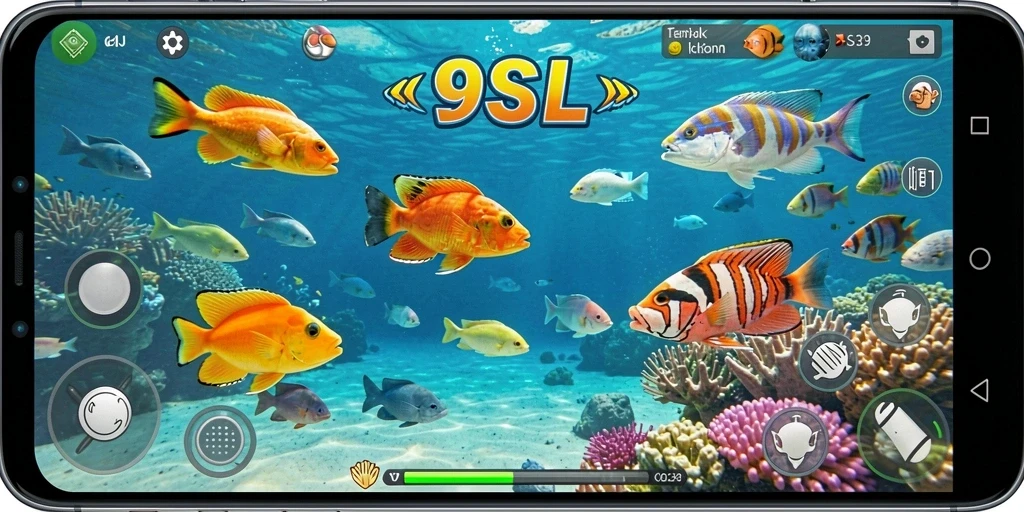 Gameplay 99SL menampilkan aksi seru menangkap ikan.