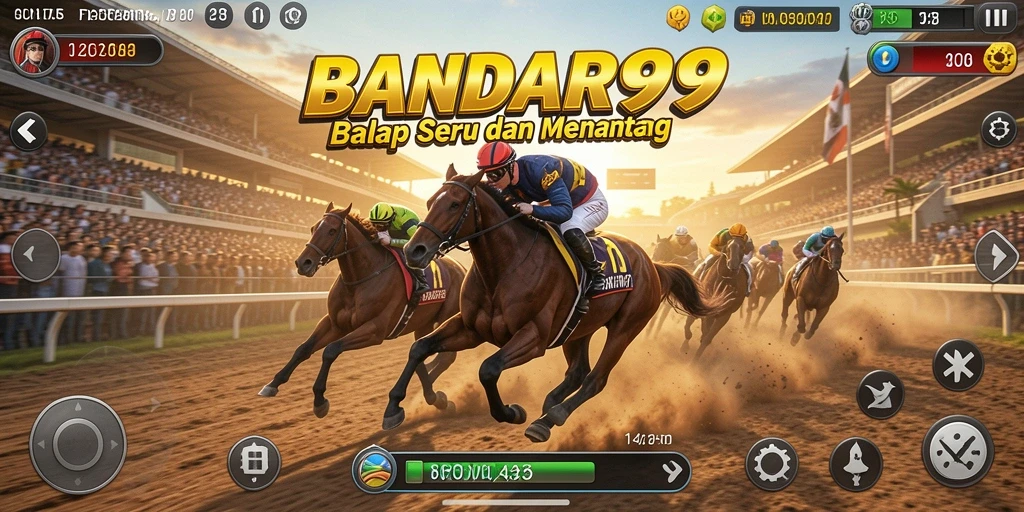 Tampilan gameplay seru di BANDAR99 dengan balapan mendebarkan.