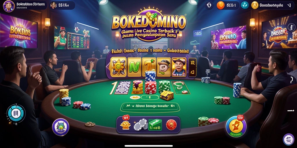 Tampilan gameplay BOKEDOMINO yang mendebarkan dan interaktif.