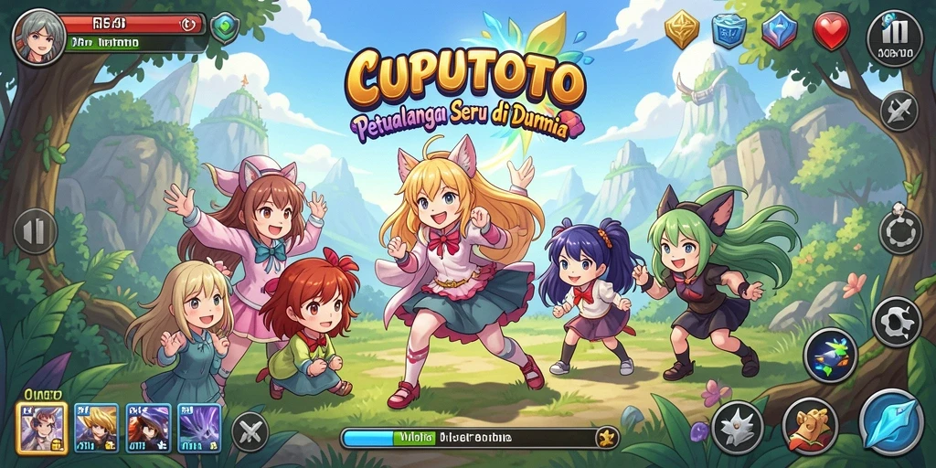 Tampilan gameplay CUPUTOTO yang penuh aksi dan karakter menarik.