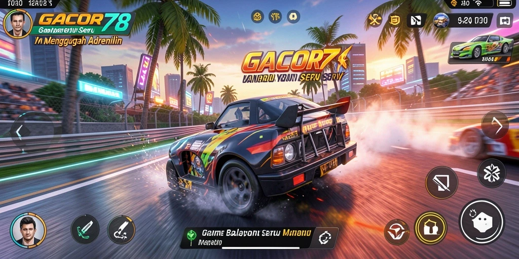 Tampilan gameplay menegangkan saat balapan di GACOR78.
