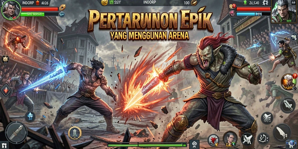 Gameplay seru dan mendebarkan di INDORP saat bertarung.