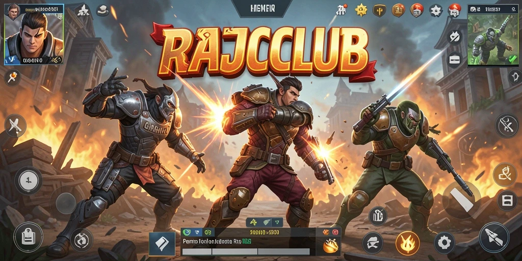 Tampilan gameplay RAJACLUB dengan aksi bertempur yang seru dan mendebarkan.
