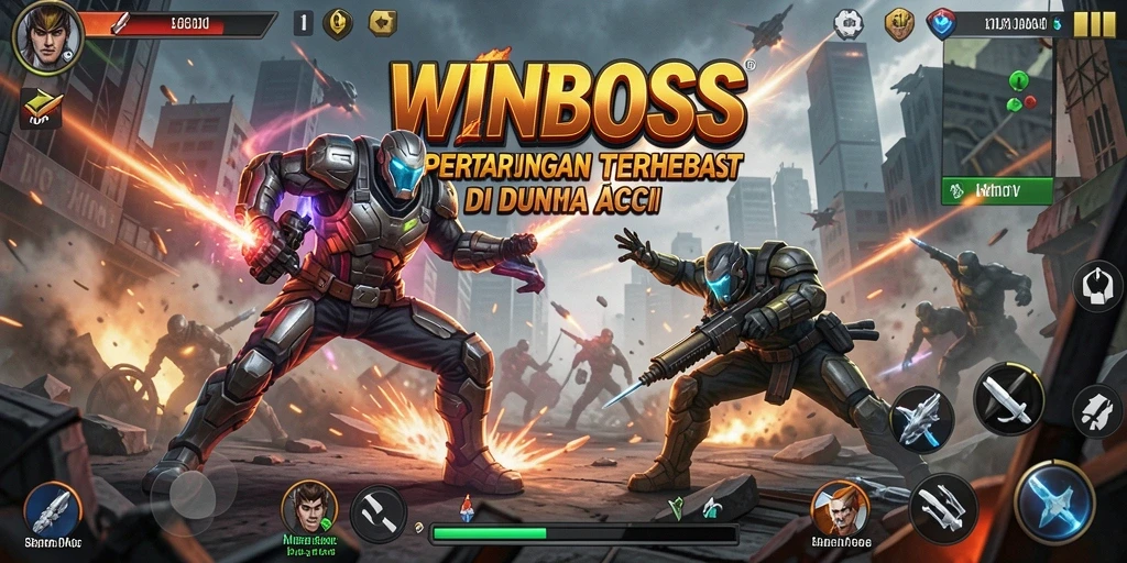 Tampilan gameplay seru dalam WINBOSS dengan pertarungan yang mendebarkan.