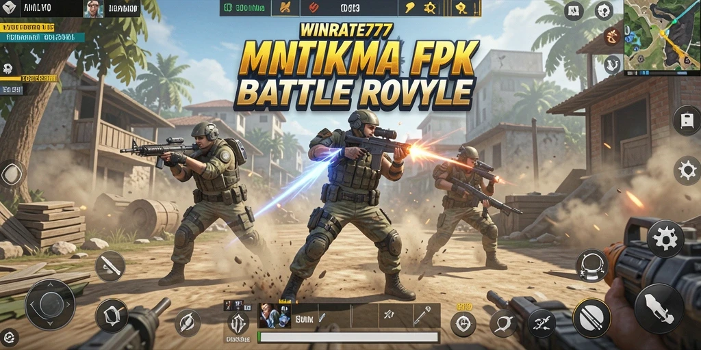 Tampilan gameplay menarik pada WINRATE777 dalam pertarungan Battle Royale.