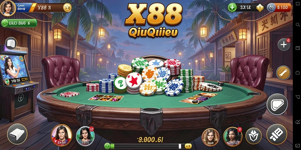 Tampilan gameplay X88 dengan kartu QiuQiu.
